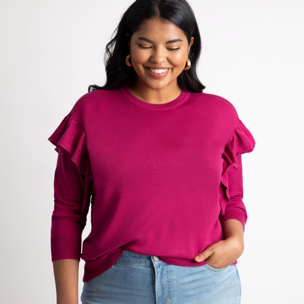 NWT 26/28W ELOQUII Flutter Sleeve Sweater